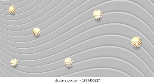 Layered background with 3D board effect and glass balls. Effect 3D sliced surface