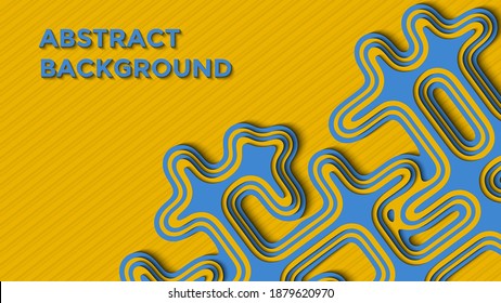 Layered background with wavy forms. Smooth shapes in yellow and blue colors in papercut style. Vector illustration.