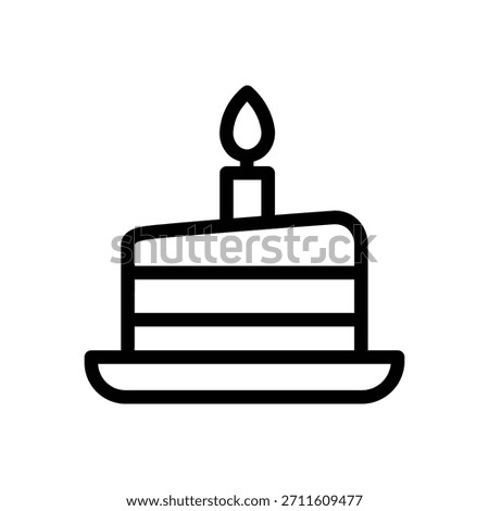 Layered birthday cake icon with a single candle on top, symbolizing celebration, party events, anniversaries, and special occasions