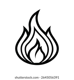 Layered Black Flame Icon – Minimal Fire Symbol in Silhouette Style