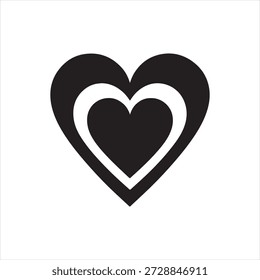 Corazones anidados en capas en blanco y negro: Arte vectorial simbólico para el amor, la profundidad y la conexión emocional
