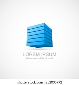 Layered blue cube icon. Easy to change color for each layer.