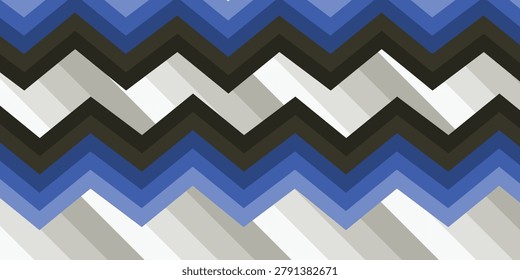 Layered blue gray chevron zigzag geometric pattern design