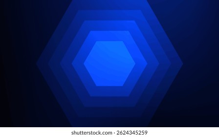 Layered Blue Hexagon Tunnel: Modern Abstract Background with Depth and Gradient, Perfect for Tech, Science and Futuristic Designs, Offering a Unique Visual Experience
