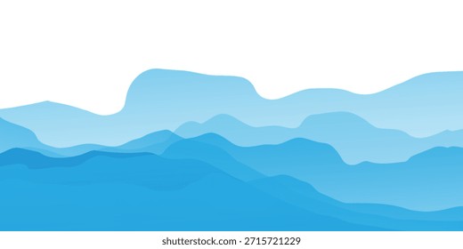 Ondas de océano azul en capas con varios efectos de degradado de color. moderno eps 10.