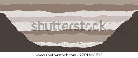 Layered brown soil and rock subsurface. Soil layer cross section