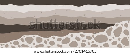 Layered brown soil and rock subsurface. Soil layer cross section