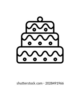 Layered cake thin line icon, wedding dessert. Modern vector illustration