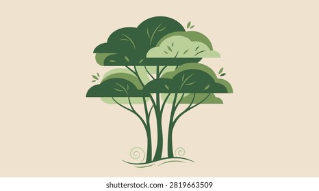 Layered canopy tree design for eco-friendly architectural visuals.
