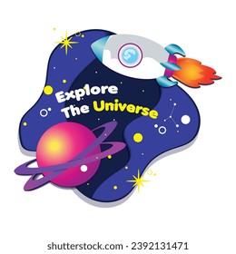 Layered cartoon view of outer space Vector illustration