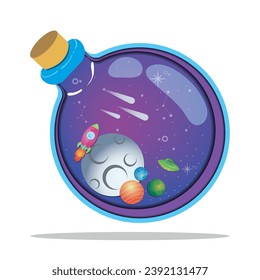 Layered cartoon view of outer space Vector illustration