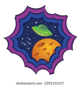 Layered cartoon view of outer space Vector illustration