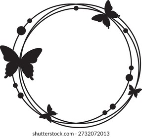 Layered Circle Line Frame Butterfly Acent Design Gráfico de marca decorativo elegante cartão moderno