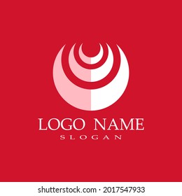 layered circle logo in red