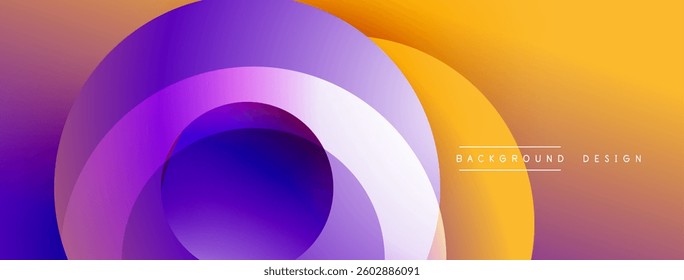 Layered circular shapes in vivid colors form a gradient-rich abstract design with smooth transitions, depth effects, and a modern, futuristic aesthetic