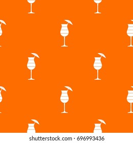 Layered cocktail with umbrella pattern repeat seamless in orange color for any design. Vector geometric illustration