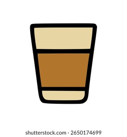 Layered coffee drink in transparent glass cup, flat vector icon of cappuccino or latte in minimalist style