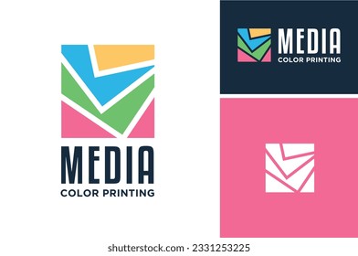 Layered Colorful Origami Paper Sheet for Office Printing Document Media logo design