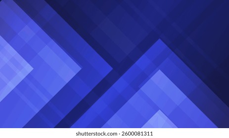 A layered composition of translucent rectangles and diagonal lines in deep and light blue tones. The overlapping elements