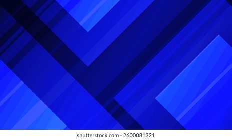 A layered composition of translucent rectangles and diagonal lines in deep and light blue tones. The overlapping elements