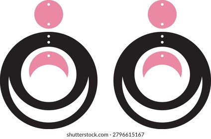 Layered Crescent Circle Earrings Celestial Jewelry Design
