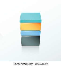 Layered cube icon blue, orange, black color