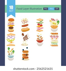 Layered Dessert Elements Food Illustration