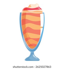 Layered dessert with whipped cream topping served in a tall glass