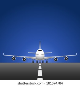 Layered editable vector illustration of Airplane on Runway.