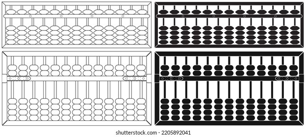 Layered editable vector illustration of ancient Chinese traditional mathematical calculation tool, abacus.