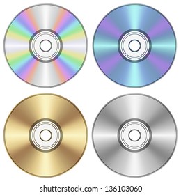 Layered editable vector illustration of CDs in different colors