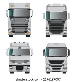 Layered editable vector illustration collection the front of trucks.