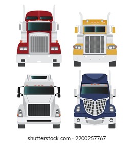 Layered editable vector illustration collection the front of trucks.