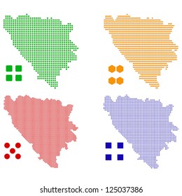 Layered editable vector illustration country map of Bosnia,which contains four defferent pixel versions,can be used as background or material.