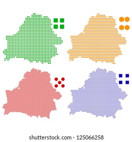 Layered editable vector illustration country map of Belarus,which contains four defferent pixel versions,can be used as background or material.