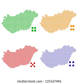 Layered editable vector illustration country map of Hungary,which contains four defferent pixel versions,can be used as background or material.
