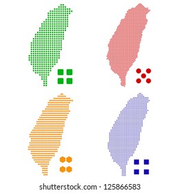 Layered editable vector illustration country map of Taiwan,which contains four defferent pixel versions,can be used as background or material.