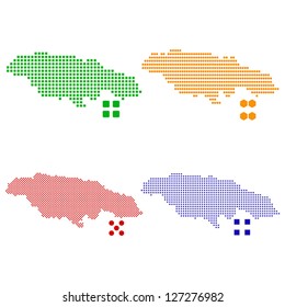 Layered editable vector illustration country map of Jamaica,which contains four defferent pixel versions,can be used as background or material.