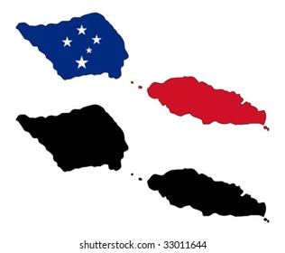 Layered editable vector illustration country map of Samoa,which contains two versions, colorful country flag version and black silhouette version.