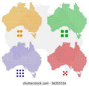 Layered editable vector illustration country map of Australia,which contains four defferent pixel versions,can be used as background or material.