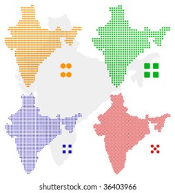 Layered editable vector illustration country map of India,which contains four defferent pixel versions,can be used as background or material.
