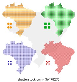 Layered editable vector illustration country map of Brazil,which contains four defferent pixel versions,can be used as background or material.