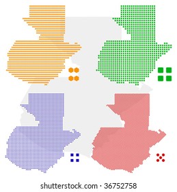 Layered editable vector illustration country map of Guatemala,which contains four defferent pixel versions,can be used as background or material.