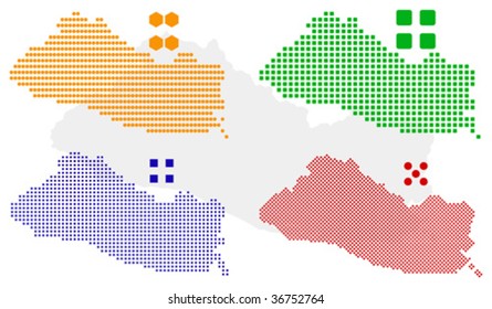 Layered editable vector illustration country map of El Salvador,which contains four defferent pixel versions,can be used as background or material.