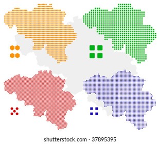 Layered editable vector illustration country map of Belgium,which contains four defferent pixel versions,can be used as background or material.