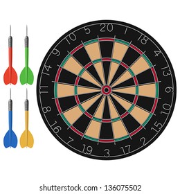 Layered editable vector illustration of Dart and Dartboard.