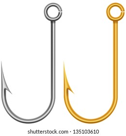 Layered editable vector illustration of different Fishhooks.