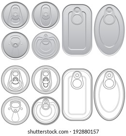 Layered editable vector illustration of different Cans with top view.