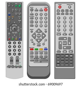 Layered editable vector illustration of different remote controllers.