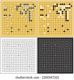 Layered editable vector illustration of Go game board, that is traditional Chinese board game.